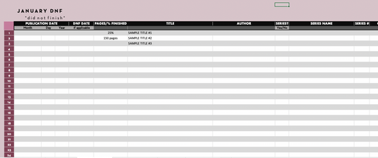 TBR & Review Schedule spreadsheet