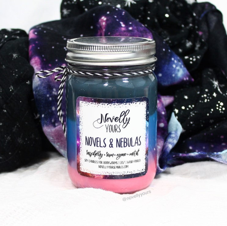 Novels & Nebulas | 12oz jar | Layered Candle of the Month - Novelly Yours