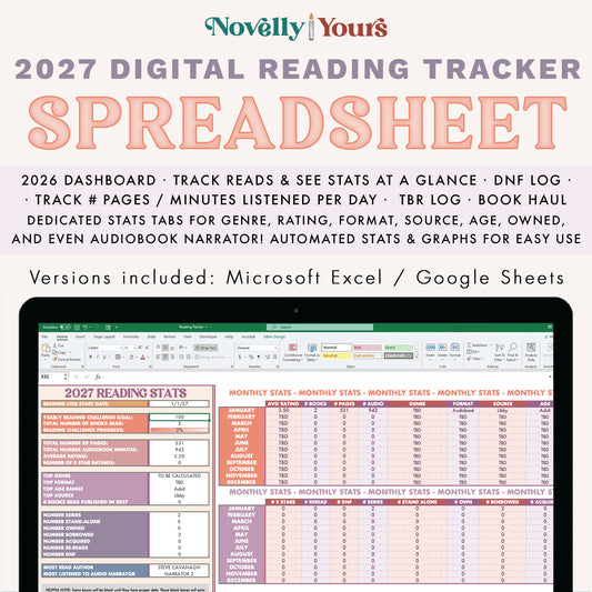 2027 Digital Reading Tracker Spreadsheet