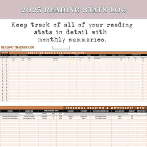 2025 Digital Reading Tracker Spreadsheet