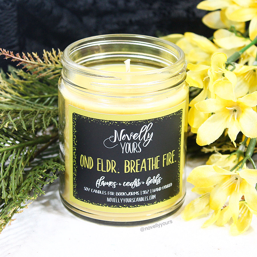 Ond Eldr. Breathe Fire. | 9oz jar | Sky in the Deep, Adrienne Young inspired soy candle - Novelly Yours