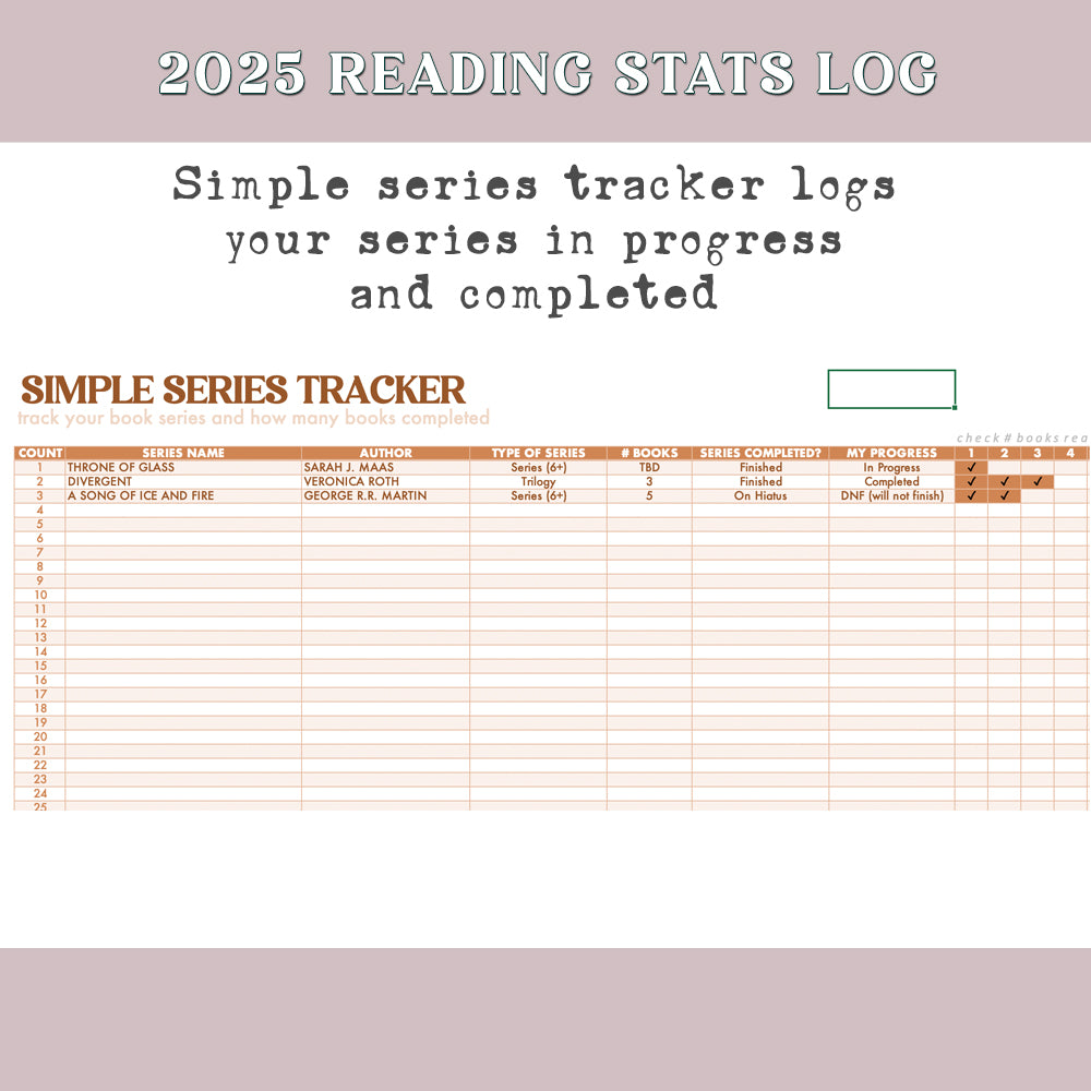 2025 Digital Reading Tracker Spreadsheet