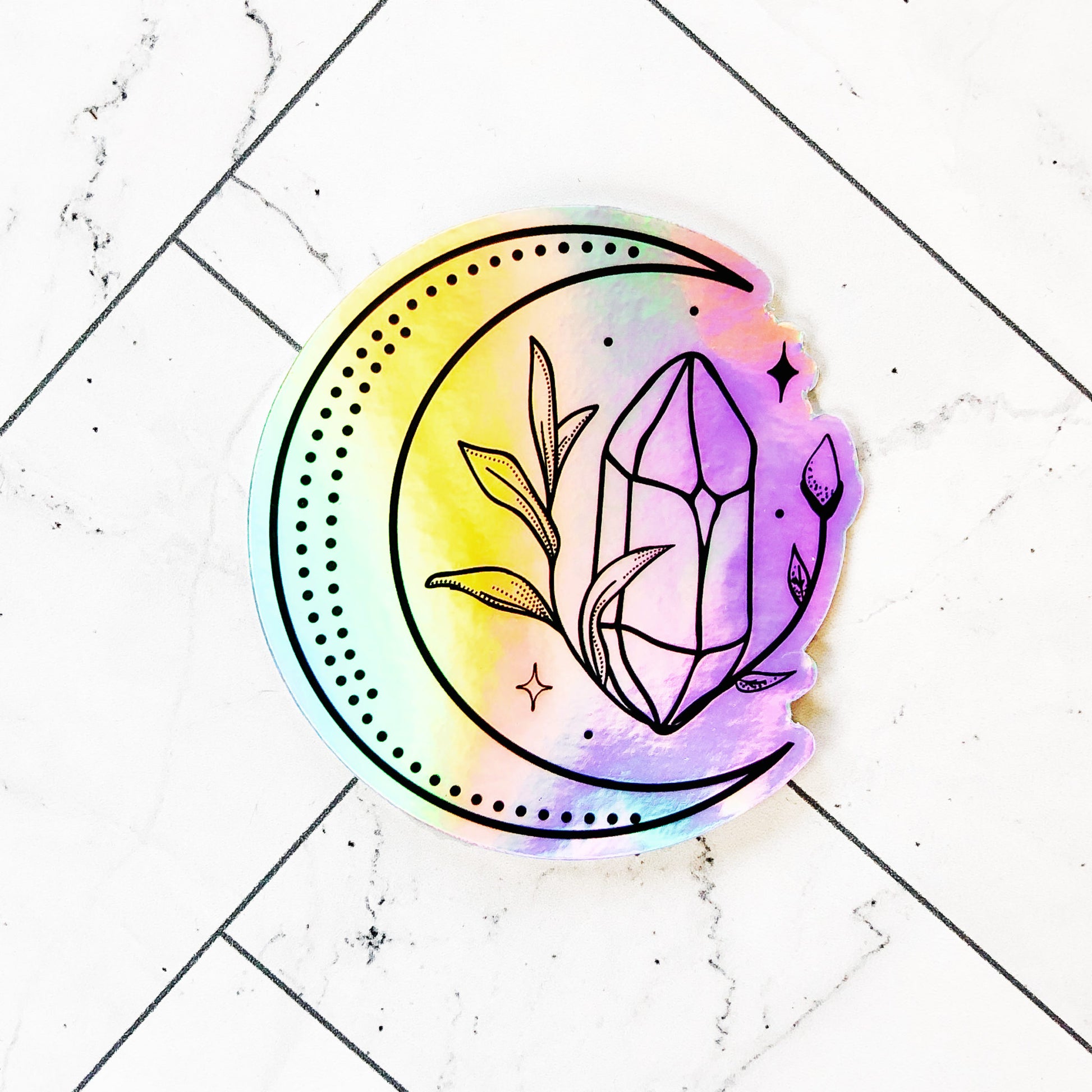 Moon & Crystal holograph sticker