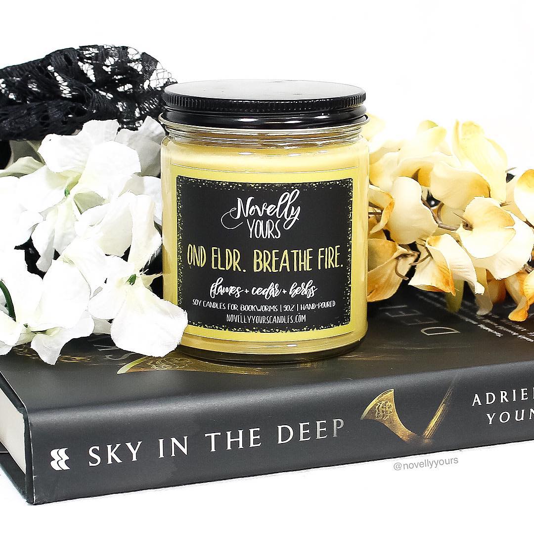 Ond Eldr. Breathe Fire. | 9oz jar | Sky in the Deep, Adrienne Young inspired soy candle - Novelly Yours