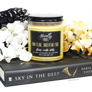 Ond Eldr. Breathe Fire. | 9oz jar | Sky in the Deep, Adrienne Young inspired soy candle - Novelly Yours