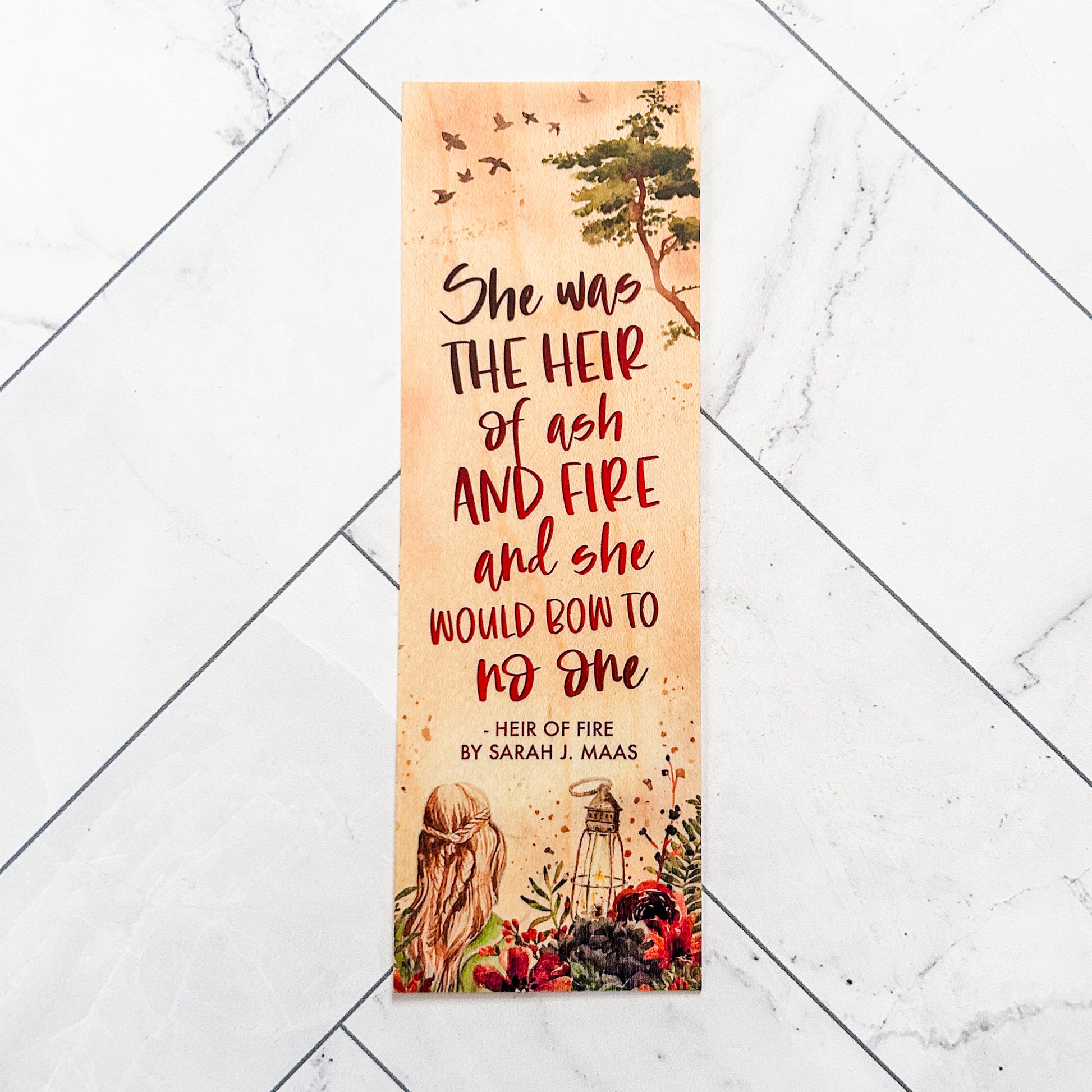 Heir of Fire wooden bookmark