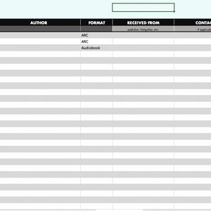 TBR & Review Schedule spreadsheet