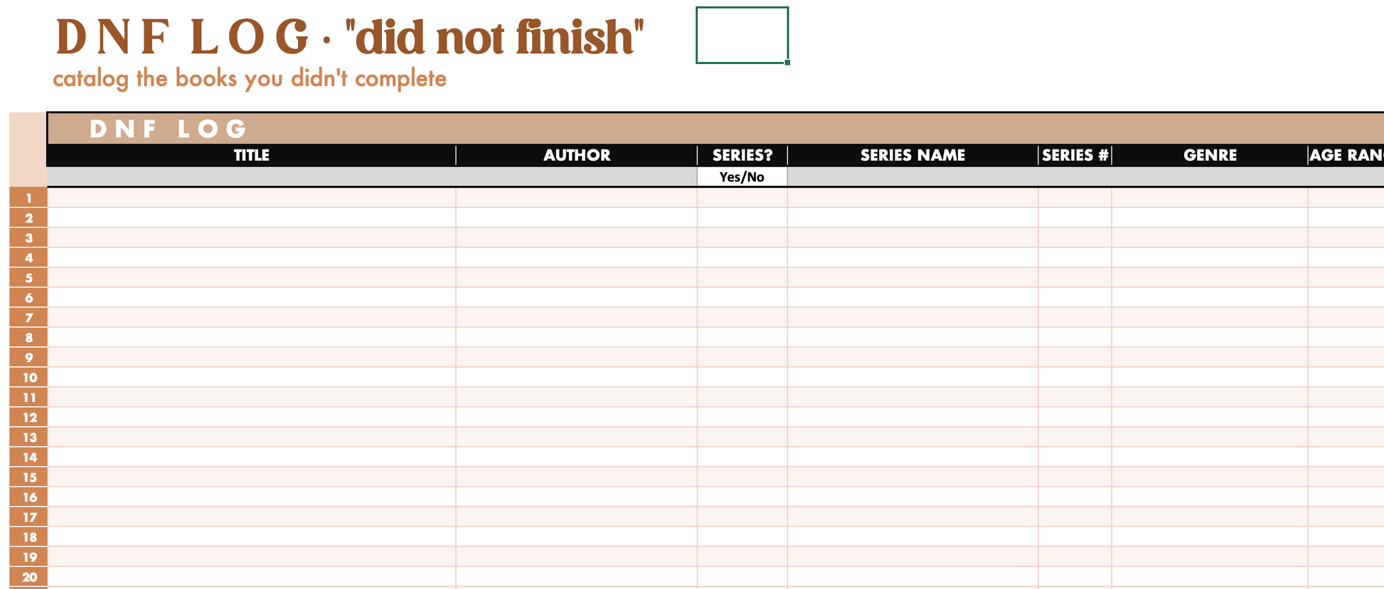 2026 Digital Reading Tracker Spreadsheet
