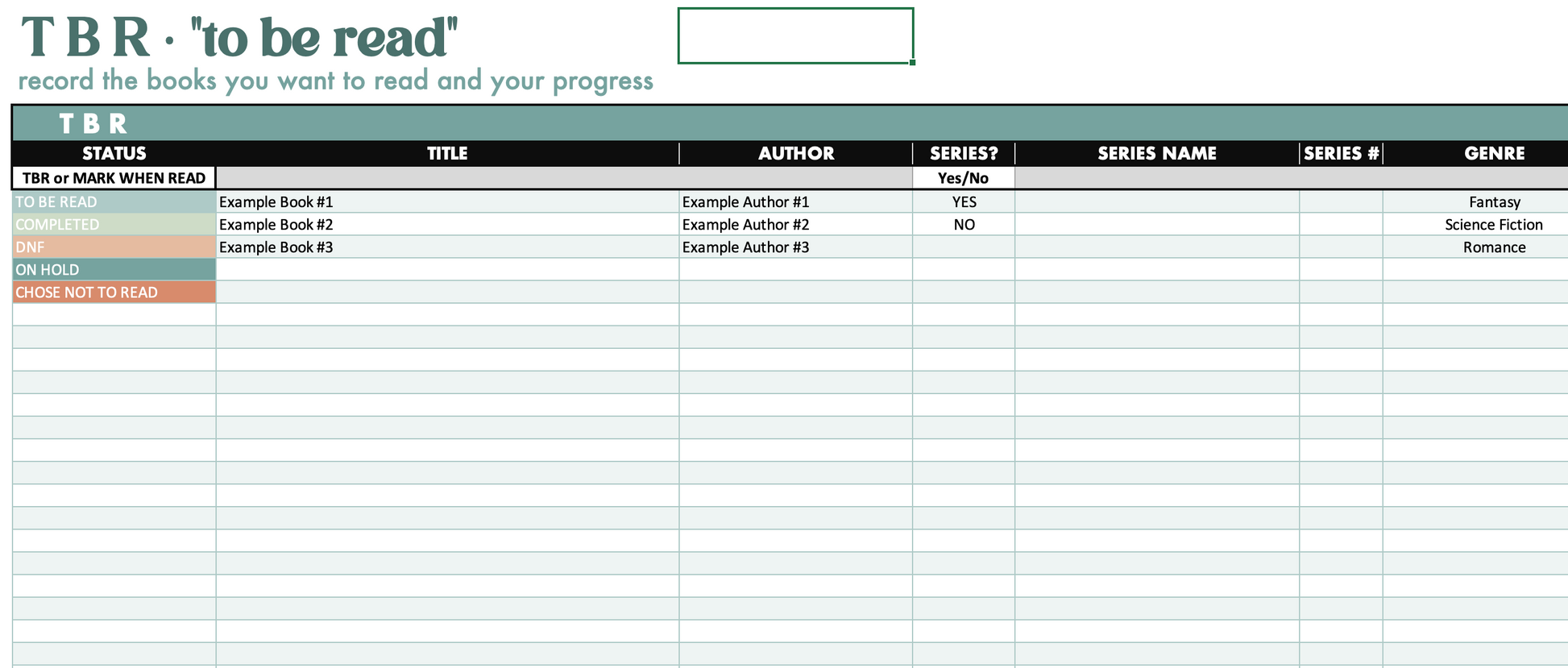 2026 Digital Reading Tracker Spreadsheet