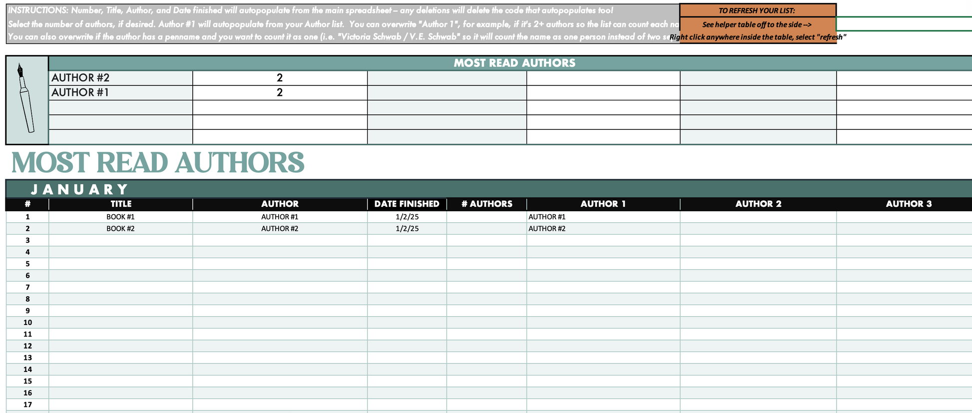 2026 Digital Reading Tracker Spreadsheet
