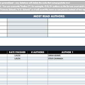 2027 Digital Reading Tracker Spreadsheet