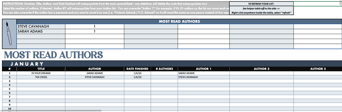 2027 Digital Reading Tracker Spreadsheet