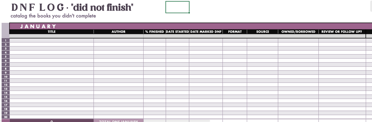 2027 Digital Reading Tracker Spreadsheet
