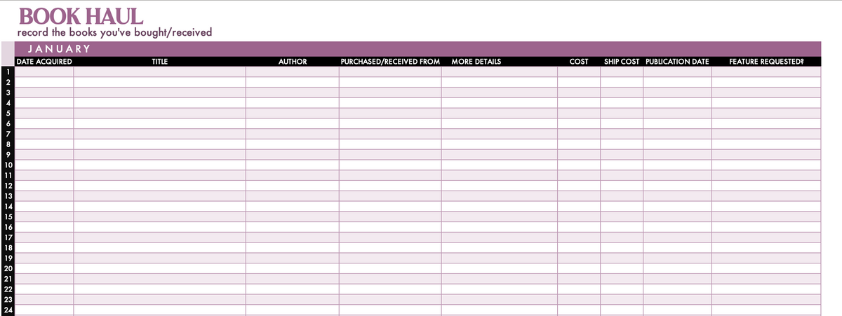 2027 Digital Reading Tracker Spreadsheet