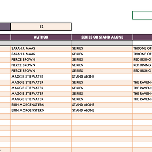 Home Library Log & Series Tracker Spreadsheet