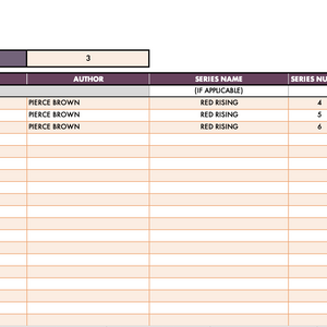 Home Library Log & Series Tracker Spreadsheet