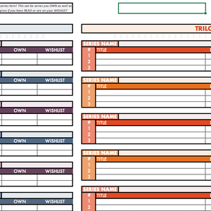 Home Library Log & Series Tracker Spreadsheet