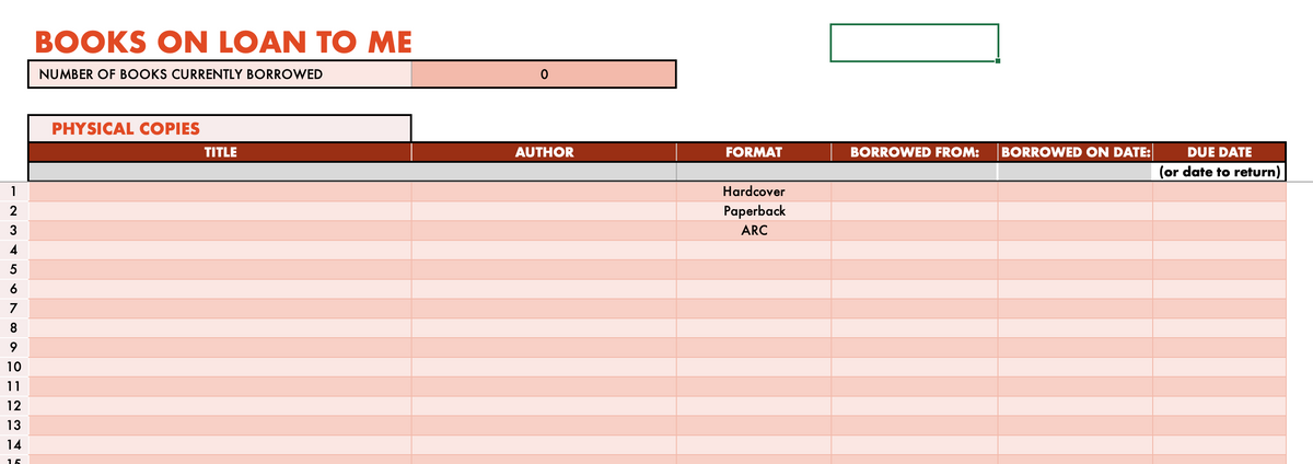 Home Library Log & Series Tracker Spreadsheet