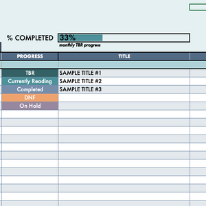 TBR - Review - Challenge Tracker spreadsheet