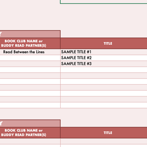 TBR - Review - Challenge Tracker spreadsheet