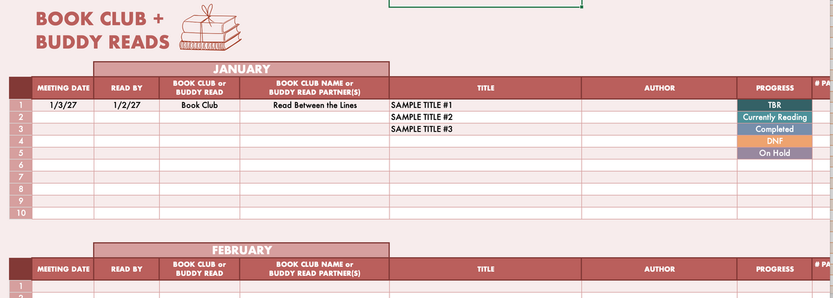 TBR - Review - Challenge Tracker spreadsheet
