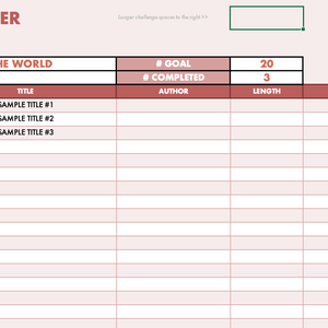 TBR - Review - Challenge Tracker spreadsheet
