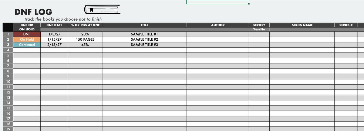 TBR - Review - Challenge Tracker spreadsheet