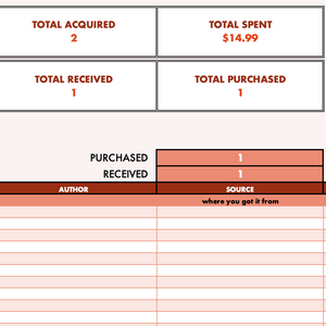 TBR - Review - Challenge Tracker spreadsheet