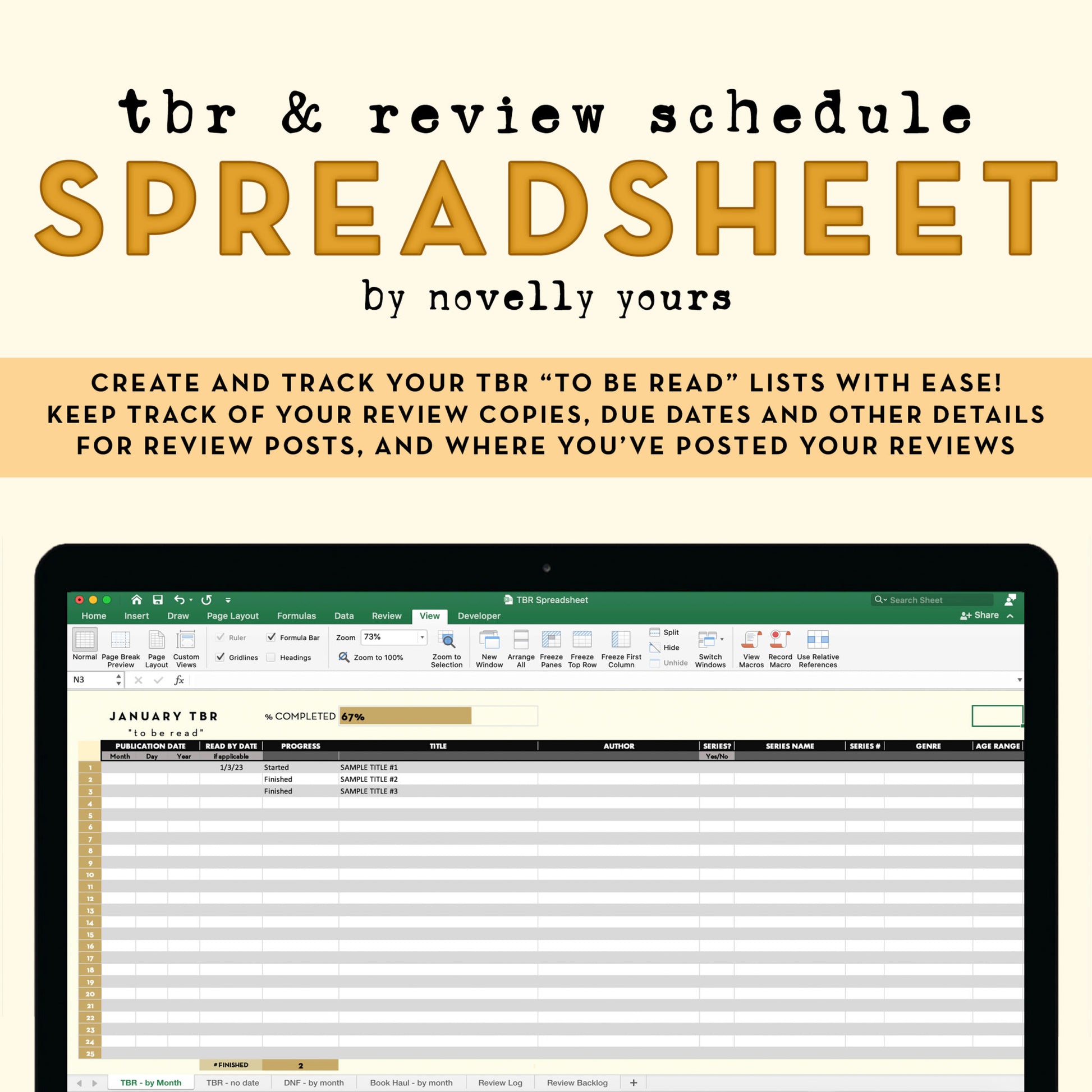 TBR & Review Schedule spreadsheet