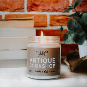 antique bookshop, old books candle, old bookstore smell, book scented candle