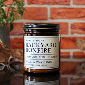 backyard bonfire campfire scented soy wax candle