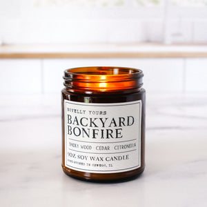 backyard bonfire campfire scented soy wax candle