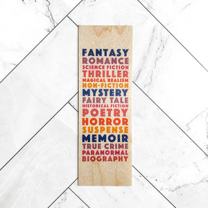 Book Genres (colorful) woodmark