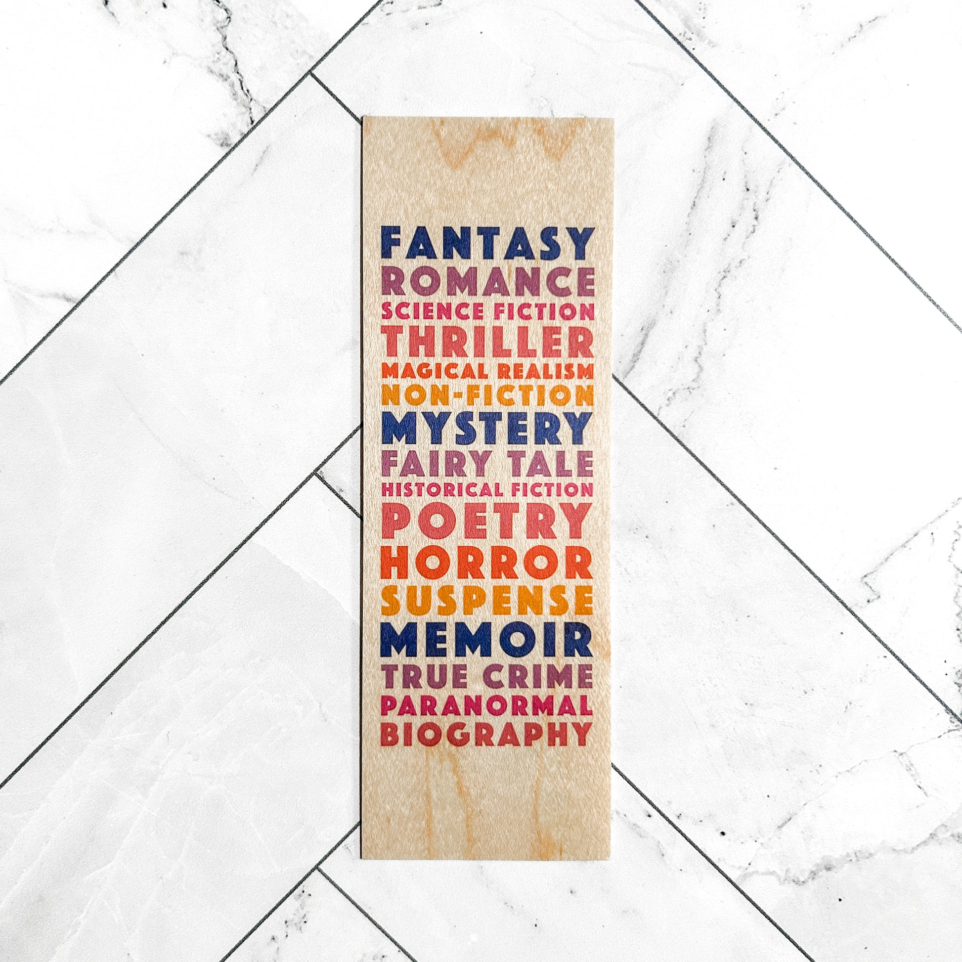 Book Genres (colorful) woodmark