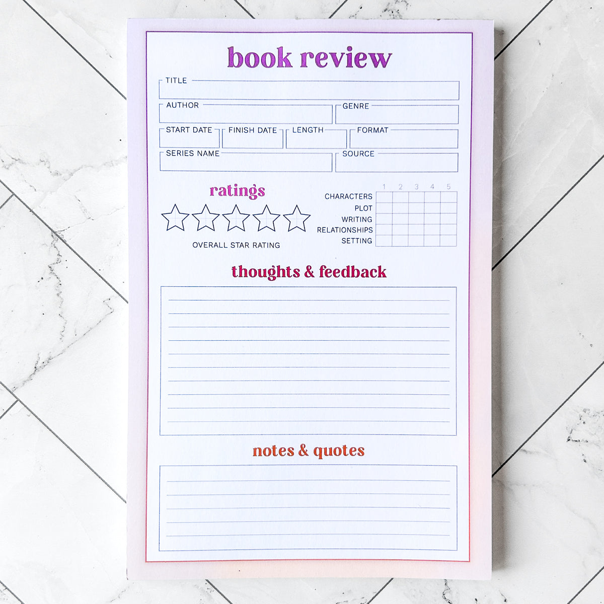 Book Review Notepad