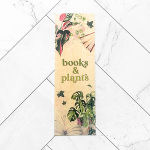Books & Plants wooden bookmark
