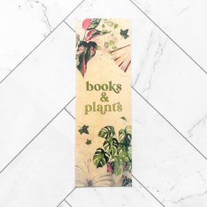 Books & Plants wooden bookmark