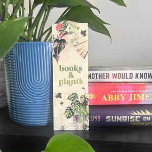 Books & Plants wooden bookmark