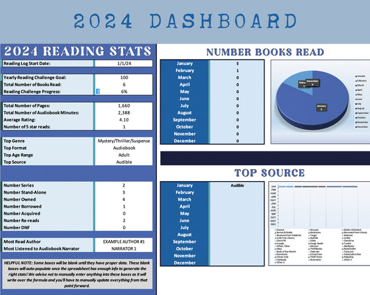 2024 Digital Reading Tracker Spreadsheet