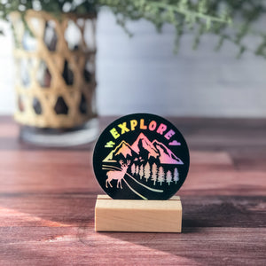 holographic sticker with word 