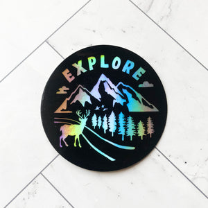 holographic sticker with word 