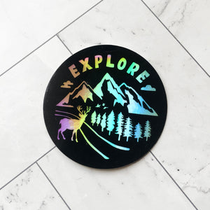 holographic sticker with word 