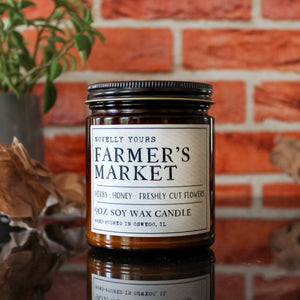 soy wax candle in amber jar called 