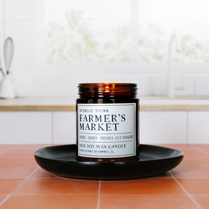 soy wax candle in amber jar called 