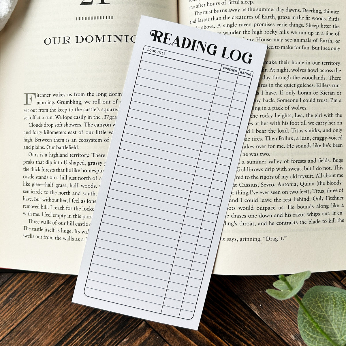 Reading Log Bookmark